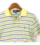 ポロ バイ ラルフローレン Polo by Ralph Lauren ポロシャツ 半袖 レトロ柄 古着 ボーダー ポニー ロゴ 刺繍 XS 黄色 イエロー グレー 国内正規品
