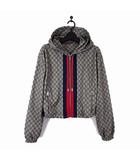 グッチ GUCCI 2024AW GGスプリーム テクニカル ジャージ ジャケット パーカー ブルゾン 789193 XJGLE シェリーライン ジップアップ M グレー 紺 ネイビー 赤 レッド 国内正規品 美品 ■TY