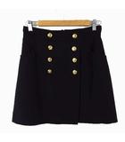 2024SS スカート ミニスカート トレンチスカート シルク ウール 756549 ZAD88 GG ロゴ メタルボタン M 40 黒 ブラック ゴールド 国内正規品 美品 ■TY