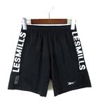 リーボック Reebok ショートパンツ メッシュ 切替 ロゴ レズミルズ 速乾 吸汗 XS 黒 ブラック 白 ホワイト 小さいサイズ スポーツウエア