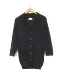 カーディガン ニット フレンチリネン ショールカラー 7分袖 XL 黒 ブラック