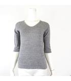 Tシャツ カットソー Hロゴ 刺繍 コットン ストレッチ Vネック 7分袖 M 1 杢グレー 聖林公司 日本製