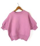 洗える スポンディッシュ エアリー ニット プルオーバー バックスリット 5分袖 7分袖 M ピンク