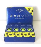 ゴルフボール ERC SOFT TRUVIS トゥルービス 2025年モデル 1ダース 12球入り ケース入り サッカーボール柄 黄 イエロー 美品