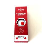 ゴルフボール CHROME SOFT TRUVIS 1スリーブ 3球 サッカーボール柄 白 ホワイト 赤 レッド 美品