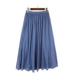 スカート ギャザー フレア シアー シフォン コットン ボイル ロング M ブルー系
