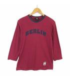Tシャツ ロンT ロゴ BERLIN プリント 配色 コットン クルーネック 7分袖 M ボルドー 紺 ネイビー