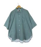  ハルハム HALHAM シャツ オーバーサイズ 総柄 落ち感 レギュラーカラー 半袖 XL 緑 グリーン 白 ホワイト 大きいサイズ タグ付 美品