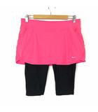 スカート付 レギンス ロゴ DRI-FIT ドライフィット ストレッチ メッシュ 切替 5分丈 L ピンク 黒 ブラック スポーツウエア
