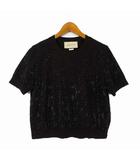 2026AW 現行モデル ニット セーター ファインウール GG クリスタル トップ 748886 XKDBL 半袖 GG スプリーム ラインストーン M 黒 ブラック 国内正規品 美品