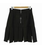 21AW スカート ミディスカート ウール シルク 変形 フリンジ バック レザー チャーム M 40 黒 ブラック RW212B GH9FLJU71 フランス製 国内正規品 美品