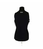 グッチ GUCCI 2023AW ニット セーター ノースリーブ ハイネック 681132 XKB7L バック ロゴ 刺繍 レーヨン リブニット L 黒 ブラック 国内正規品 美品