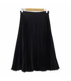 プラダ PRADA 2022年製 シルク スカート ロングスカート プリーツスカート ロゴ 総柄 M 40 ペチコート付 P136U S222-11DW 黒 ブラック 国内正規品 美品