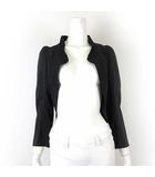 ロシャス ROCHAS ジャケット カーディガン ボレロ 変形 裏ボタン 麻 リネン 絹 シルク 長袖 M 38 黒 ブラック 国内正規品