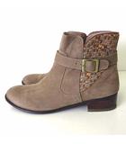 サヴァサヴァ cava cava ブーツ ショートブーツ スエード調 レザー 24.5cm グレーベージュ グレージュ くつ 靴 シューズ