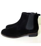 イング ing ブーツ ショートブーツ サイドゴアブーツ スエード レザー 幅広 25.0cm EE 黒 ブラック 美品 くつ 靴 シューズ 大きいサイズ