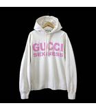 2020SS スウェットパーカー フーディー 569828 XJCK2 ロゴ GUCCI SEXINESS プリント 長袖 S アイボリー 生成り ピンク 国内正規品