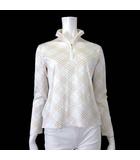 シャツ ポロシャツ ハーフジップ 長袖 7分袖 ロゴ 刺繍 ノバチェック柄 ゴルフウエア M 白 ホワイト ベージュ 国内正規品 美品