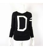 ダブルスタンダードクロージング ダブスタ DOUBLE STANDARD CLOTHING ニット セーター ウール Vネック 長袖 8分袖 ビッグ ロゴ F 黒 ブラック 白 ホワイト