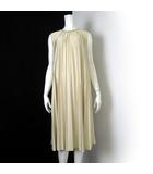 23区 オンワード樫山 Applaudir アプロディール ワンピース ドレス プリーツ ロング パール ビジュー襟 ノースリーブ L 40 ライトベージュ