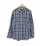 ユニクロ UNIQLO シャツ チェック リネンブレンド コットン 長袖 XL 紺 ネイビー マルチカラー 大きいサイズ