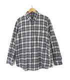 パパス Papas ヴィンテージ 90s シャツ ネルシャツ チェック ボタンダウン ロゴ ポケット 長袖 LL 52 グレー マルチカラー 大きいサイズ