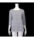 カットソー バスクシャツ 7分袖 ボーダー柄 ロゴ 刺繍 F 白 ホワイト 黒 ブラック 国内正規品