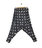 イッセイミヤケ ISSEY MIYAKE Haat パンツ サルエルパンツ アラジンパンツ 絹 シルク 100% 総柄 プリント M 2 ダークグレー 白 ブラウン