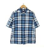 ユニクロ UNIQLO マドラス チェック シャツ ボタンダウン コットン 半袖 XL 青 ブルー マルチカラー 大きいサイズ