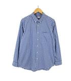 ユニクロ UNIQLO ブロード シャツ チェック ボタンダウン コットン 長袖 XL 青 ブルー オフ白 グレー 大きいサイズ