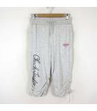 コンバース CONVERSE パンツ スウェット クロップド ロゴ 英字 リボン シャーリング コットン M 杢グレー ピンク グレー