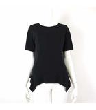 トクコプルミエヴォル TOKUKO 1er VOL チュニック カットソー シャツ 半袖 ペプラム ランヘム とろみ M 9 黒 ブラック 美品