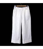 ケイコキシ KEIKO KISHI by nosh パンツ スラックス ワイド クロップド 総柄 ジャガード ストレッチ F 白 ホワイト 美品