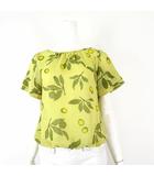 スピック&スパン Spick&Span ブラウス 花柄 シアー プルオーバー 半袖 M イエロー グリーン 美品