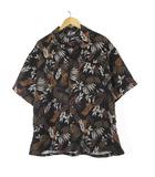 レイジブルー RAGEBLUE シャツ オープンカラー リーフ 総柄 オーバーサイズ 半袖 L ブラック ブラウン マルチカラー 美品