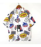 マークゴンザレス MARK GONZALES シャツ スケートボード ロゴ 総柄 オープンカラー 半袖 S 白 ホワイト マルチカラー タグ付 美品