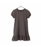 ワンピース チュニック パフスリーブ 半袖 ホース ロゴ 刺繍 裾レース 120A カーキ ブラウン 国内正規品 美品 女の子