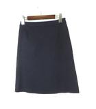 ハロッズ Harrods スカート リネン コットン 台形 ひざ丈 S 1 紺 ネイビー