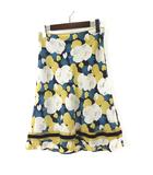 ロペ ROPE スカート フレアスカート 花柄 落ち感 とろみ ひざ丈 M 9 マルチカラー