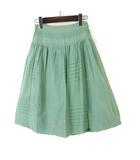 セオリー Theory スカート フレアスカート シルク コットン ピンタック ギャザー ひざ丈 M 2 グリーン