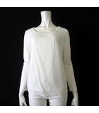 トップス カットソー 異素材 切替 シアー レース 長袖 M 白 ホワイト