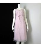 ケティ KETTY ワンピース シフォン フラワー 花柄 ライン 刺繍 ウエストリボン ノースリーブ M ピンク