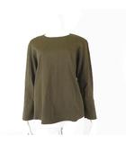 セオリーリュクス theory luxe トップス ブラウス プルオーバー リネン ストレッチ フレアスリーブ 長袖 L 40 カーキ