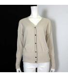 チャオパニック ティピー CIAOPANIC TYPY カーディガン ニット リブ 切替 Vネック ロール ストレッチ ドロップショルダー スリット 長袖 L ベージュ