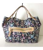 ハナエモリ HANAE MORI バッグ トートバッグ 蝶々 花柄 ロゴ PVC 紺 ネイビー ベージュ マルチカラー かばん 鞄 カバン