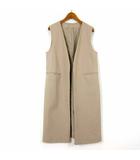 ジーユー GU ノーカラー ロング ジレ ベスト トッパー 羽織り S ベージュ