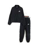 上下セット ナイロン YTH NSW QZ ハイブリッド ウーブン トラックスーツ ロゴ 防風 裏メッシュ ジャケット ウインドブレーカー ハーフジップ ハイネック 長袖 パンツ ジョガーパンツ 140 黒 ブラック 白 ホワイト KIDS スポーツウエア
