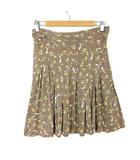 ポールスミス PAUL SMITH Paul+ ポールプラス スカート フレア 花柄 トンボ柄 タック シアー シフォン ひざ丈 L 40 茶 ブラウン マルチカラー