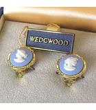 ウェッジウッド WEDGWOOD イヤリング ジャスパーウェア アクセサリー ライトブルー ゴールド 箱付 美品