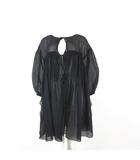 25SS 2way ボイル ギャザー ワンピース シアー リボン 長袖 F 黒 ブラック 美品